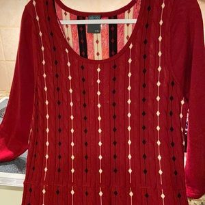 NWT Gabby Skye dark red diamond pattern flare dress. XL